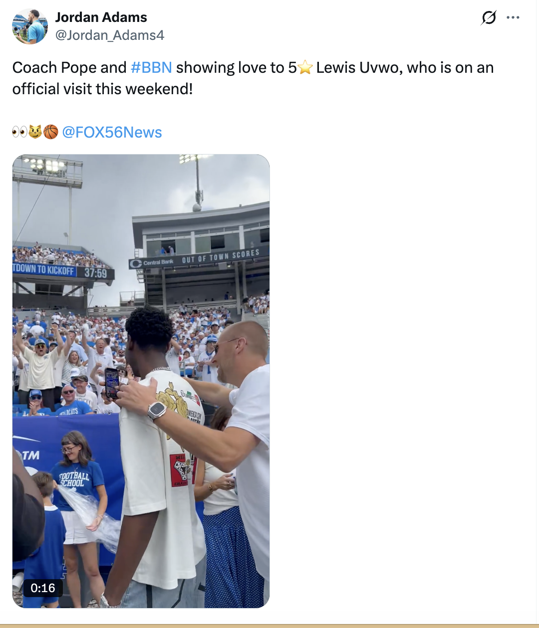 Mark Pope hosting top recruit at Kroger Field